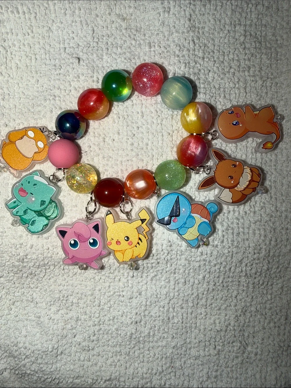 Pokemon stretch Charms Bead Bracelet - Yellow, Pink, Blue, Green